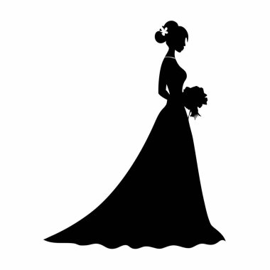 Gelinin siluet vektör.