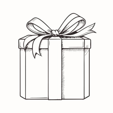 El çizimi hediye taslağı. vektör illüstrasyonu.