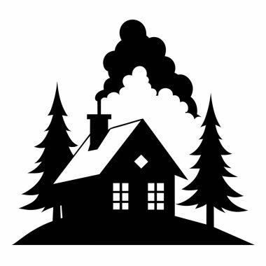 Baca ikonlu ev. Siyah vektör çizimi beyaz üzerine izole edildi.