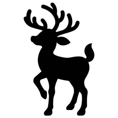 Çekici bir siyah beyaz ren geyiği silueti, Noel kartları, şenlik tasarımları ya da kış temalı projeler için mükemmel. Bu basit ama şirin vektör illüstrasyonu kolayca basılabilir ve çeşitli uygulamalar için uyarlanabilir. Bir standalone simgesi olarak ideal 