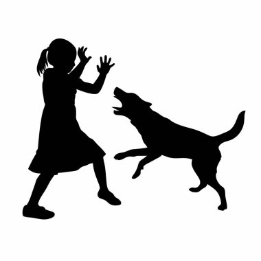 köpekli bir kadın silueti vektör