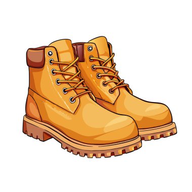 Kahverengi çizmeli, sarı ve kahverengi renkli. vektör illüstrasyonu.