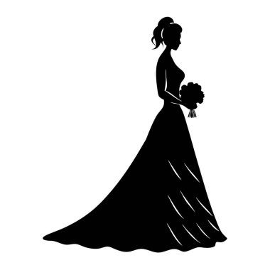 Gelin silueti beyaz arkaplanda