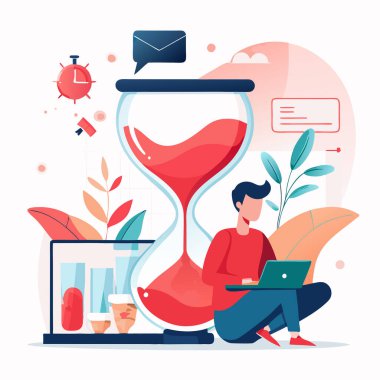 Zaman sınırı kavramı. Vektör düz çizgi film çizimi. zaman yönetimi