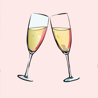 Şampanya bardağı. Vektör çizim