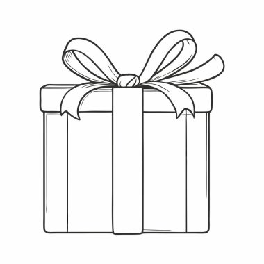 İçinde kurdele resmi olan hediye kutusu. Beyaz arkaplanda vektör illüstrasyonu, hediye kutusu.