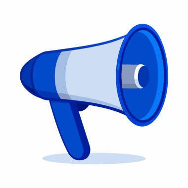 Canlı bir mavi çizgi film megafonu, duyurular, pazarlama ve iletişim için ideal. Web siteleri, sunumlar ve sosyal medya grafikleri için dostane, ulaşılabilir bir iletişim unsuru gerektiriyor. Vektör illüstrasyonu, kolayca ölçeklenebilir ve