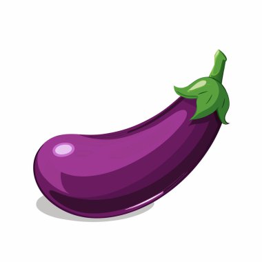 Beyaz arka planda izole edilmiş tek bir mor patlıcanın canlı çizimi. Yemek siteleri, yemek kitapları ya da sağlıklı beslenme kampanyaları için mükemmel. Bu karikatür tarzı clipart parlak, olgun bir patlıcan içerir, bir dokunuş eklemek için ideal