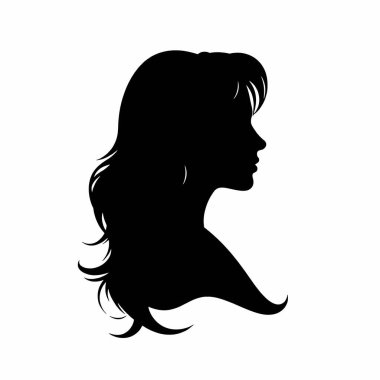 Kadın vektör silueti ile karşı karşıya, siyah ve beyaz arkaplan (10)