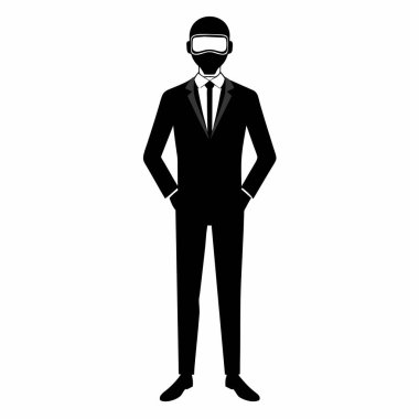 VR kulaklık takan bir iş adamının gösterişli, minimalist bir tasviri, yenilikleri ve ticaretin geleceğini sembolize ediyor. Görüntü sunumlar, raporlar ve sanal gerçeklik, teknoloji ve metaevren ile ilgili web siteleri için mükemmel. Basit.