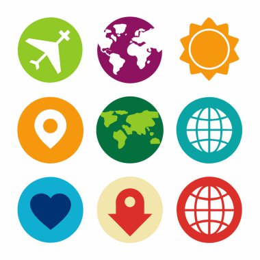 Dünya çapında simgeler vektör kümesi çizimi (22)