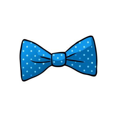 Mavi papyon ikonu. Beyaz arkaplanda izole edilmiş papyon kravat vektör simgesinin düz çizimi