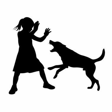 Kız beyaz zemin üzerine siluet vektör.