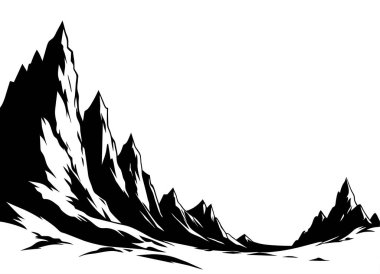 bir vintage nehir akış vektör silueti ile büyük bir dağlar (9)