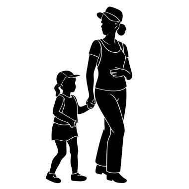 Beyaz arka planda oğlu olan bir anne. vektör illüstrasyonu.