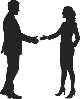 İş adamı ve iş kadınının basit, minimalist bir temsili. Başarılı bir iş anlaşmasını, ortaklığı ya da anlaşmayı simgeliyor. Kurumsal sunumlar, web siteleri ve pazarlama materyalleri için mükemmel.