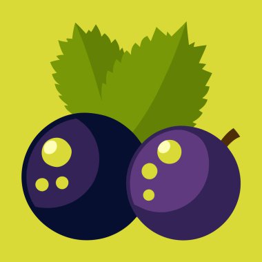 Taze, sulu, yeşil yapraklı kuşüzümlerin canlı bir çizimi. Yemek blogları, ambalajlar ya da sağlıklı bir yaz tatili gerektiren her proje için mükemmel. Bu basit, düz tasarım vektörü grafiği, yüksek kaliteli detaylarla minimum estetik sunar