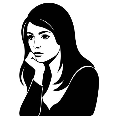 Güzel bir kadının vektörü. siyah ve beyaz