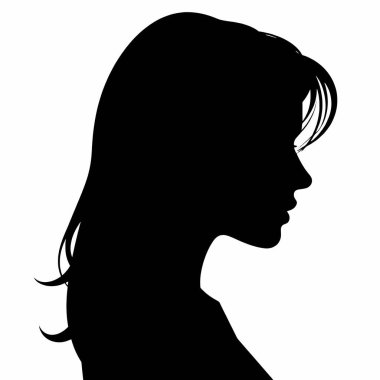 Kadın vektör silueti ile karşı karşıya, siyah ve beyaz arkaplan (7)