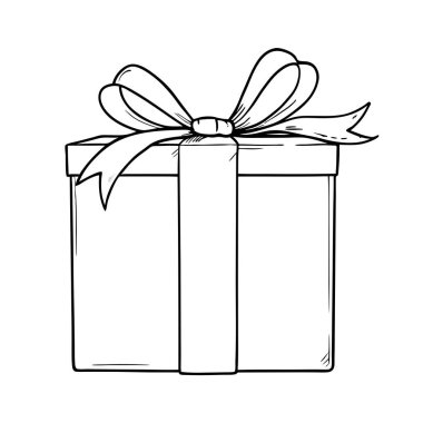 vektör, hediye kutusu çizimi, el çizimi illüstrasyon