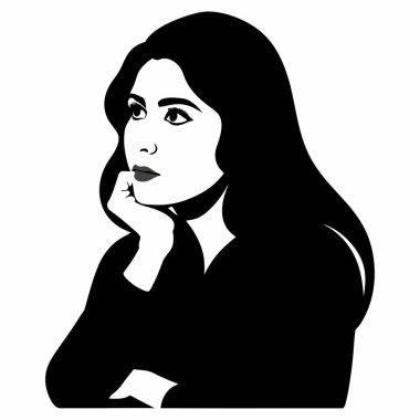 Siyah beyaz kadın. Genç bir bayanın portresi.