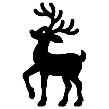 Bir ren geyiğinin zarif siyah-beyaz silueti, Noel kartları, davetiyeler ve tatil süslemeleri için mükemmel. Bu basit ama sofistike vektör grafiği baskı ve web tasarım projeleri için idealdir. Klasik bir Noel çizimi, kolayca.