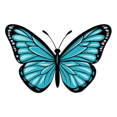 Beyaz arka planda izole edilmiş canlı deniz mavisi kelebeği kanatları. Doğanın güzelliğine ihtiyaç duyan tasarım projeleri için mükemmel. Yüksek çözünürlüklü vektör çizimi, baskı veya web kullanımı için idealdir. Dönüşümü, barışı ve huzuru temsil eder..