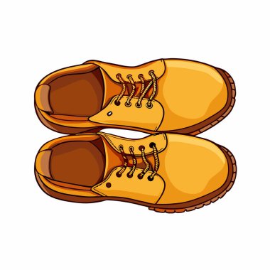 Sarı deri botların el yapımı tasviri. Moda, giysi ve ürün tasarımı için mükemmel. Bu rahat ve dayanıklı bağcıklı botlar sonbahar, bahar ve açık hava maceraları için idealdir. Erkek modası ve gösteriş için harika.