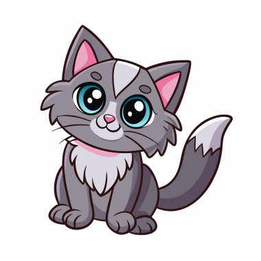 Çocuk kitapları, web siteleri ya da evcil hayvan projeleri için mükemmel olan sevimli çizgi film gri kedi çizimi. Büyük gözleri, tüylü kürkü ve neşeli duruşu var. Yüksek kalite vektör grafiği, detay kaybı olmadan kolayca ölçeklenebilir. Bir oyuncak eklemek için ideal