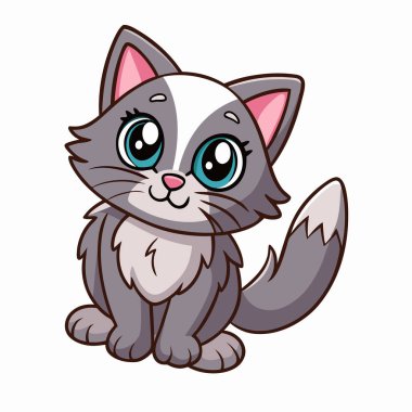 Çocuk kitapları, web siteleri ya da evcil hayvan projeleri için mükemmel olan sevimli çizgi film gri kedi çizimi. Kabarık, neşeli, büyük, anlamlı gözleri olan bir kedi yavrusu. Yüksek kalite vektör grafiği, çeşitli kullanımlar için kolayca ölçeklenebilir. Yaratıcılık için ideal