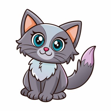 Çocuk kitapları, web siteleri ya da evcil hayvan ürünleri için mükemmel bir çizgi film çizimi. Büyük, anlamlı gözler ve pofuduk, oyuncu bir tasarım. Bu sevimli vektör grafiği yüksek çözünürlüklü bir clipart resmi olarak mevcuttur, kimlik