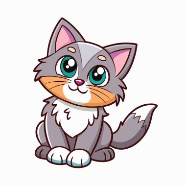 Çocuk kitapları, tebrik kartları ya da web siteleri için mükemmel olan sevimli çizgi film gri kedi çizimi. Büyük, anlamlı gözleri ve neşeli bir duruşu var. Yüksek kalite vektör grafiği, kolayca ölçeklenebilir ve çeşitli projelere uyarlanabilir. Çekici ve... 