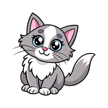 Büyük, anlamlı mavi gözleri olan sevimli çizgi film kedisi. Çocuk kitapları, web siteleri, tebrik kartları ya da sevimli bir maskot olarak mükemmel. Bu oyuncu, arkadaş canlısı kedi çizimi yüksek çözünürlüklü bir vektör grafik olarak mevcuttur ve va için idealdir