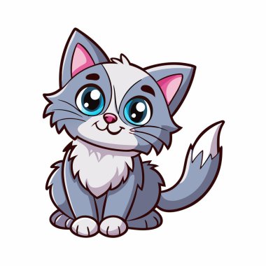 Parlak mavi gözlü sevimli çizgi film kedisi, çocuk kitapları, web siteleri ya da evcil hayvan ürünleri için mükemmel. Bu oyuncu, arkadaş canlısı karakter çizimi tüylü bir kuyruğa ve büyüleyici bıyıklara sahip. Bir clea ile yüksek kaliteli vektör clipart