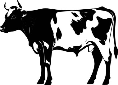 Zarif siyah beyaz bir inek silueti, çiftlik temalı tasarımlar, tarımsal markalaşma ya da kırsal tarzda çizimler için mükemmel. Bu vektör grafiği basit, şık ve çeşitli projelere kolayca adapte edilebilir. Logo ögesi, simge ya da d olarak ideal