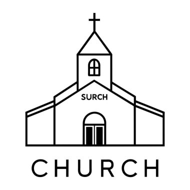 Dini temalar, web siteleri veya tasarım projeleri için mükemmel bir kilise binasının minimalist çizimi. Beyaz arkaplandaki temiz, basit çizgiler çeşitli uygulamalar için çok yönlü, modern bir simge oluşturur. Vektör grafiği kolayca sc