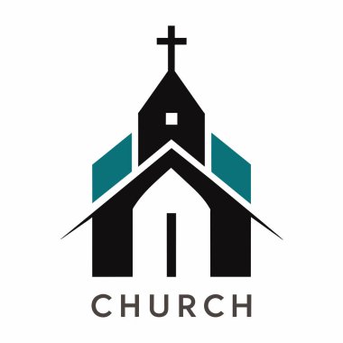 Çan kulesi ve haç içeren modern, minimalist deniz mavisi kilise logosu tasarımı. Dini örgütler, web siteleri ya da markalaşma malzemeleri için mükemmel. Çeşitli uygulamalar için basit, temiz vektör grafiği ideal. İnancı, toplumu ve ibadeti temsil eder.