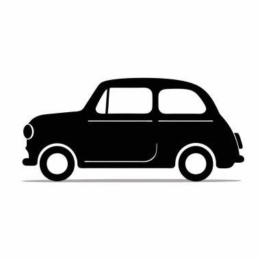 Pürüzsüz, minimalist siyah bir siluet klasik klasik klasik bir arabanın, yandan bakıldığında, temiz beyaz bir arka planda. Otomotiv tasarımı, seyahat temaları, retro markalaşma ya da şık bir grafik öğesi olarak mükemmel. ea için yüksek çözünürlüklü vektör dosyası