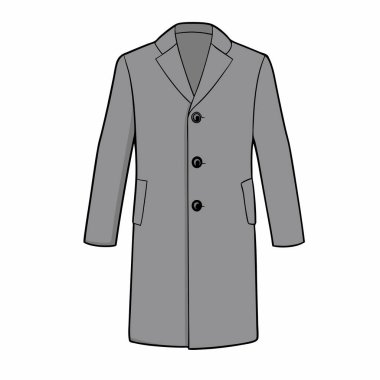 Bir erkeğin gri paltosunun yüksek kaliteli tasarımı, moda tasarımı, illüstrasyon ve giyim projeleri için mükemmel. Klasik ve şık tasarım, kıyafet katalogları, web siteleri ve sunumlar gibi çeşitli kullanımlar için uygun. Kolayca kişiselleştirilebilir
