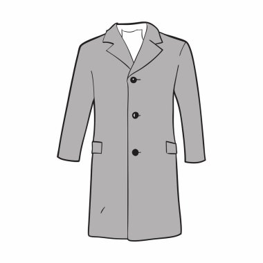 Klasik bir erkek gri uzun paltosunun şık vektör çizimi. Moda blogları, web siteleri ve tasarım projeleri için mükemmel. Temiz hatlar ve minimalist stil. Düğmeler, cepler ve tasma gibi ayrıntıları da içeriyor. Sonbahar / kış giyim katalogları için ideal