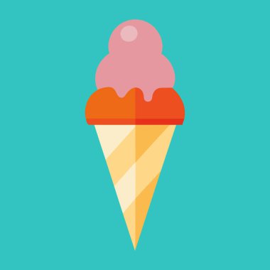 Çilekli dondurma külahının canlı bir vektör çizimi. Yaz temalı tasarımlar için mükemmel. Düz tasarım, deniz mavisi zeminine karşı basit ve minimal bir estetik içerir. Menüler, web siteleri veya neşeli, ferahlatıcı bir şeye ihtiyaç duyan her proje için idealdir.