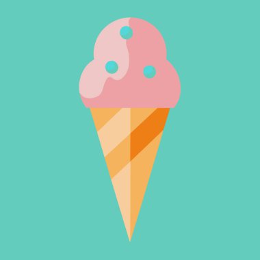 Pembe dondurma külahının canlı bir vektör çizimi, yaz temalı tasarımlar için mükemmel. Bu basit, minimal ve düz stil simgesi, menüler, web siteleri veya neşeli, tatlı bir elemente ihtiyaç duyan her proje için idealdir. Bir turkuazın izole tasarımı 