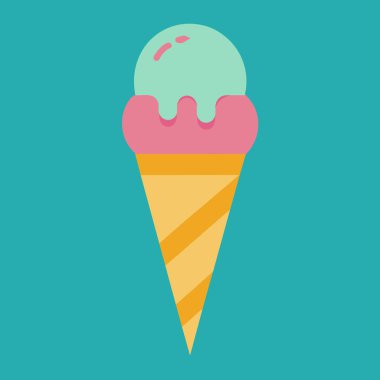 Canlandırıcı nane ve çilekli dondurma külahının canlı bir vektör çizimi. Yaz temalı tasarımlar, menüler ya da web siteleri için mükemmel. Basit, pastel tasarım temiz, asgari estetik, çeşitli uygulamalar için idealdir. İzole bir şekilde...