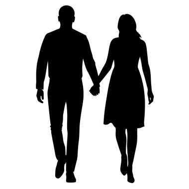 Gün batımında el ele yürüyen bir çiftin romantik silueti. Sevgililer Günü için mükemmel, düğün davetiyeleri, ya da romantik yakınlığa ihtiyaç duyan herhangi bir proje için. Basit, minimalist tasarım, çeşitli arka planlara kolayca adapte edilebilir. Yüksek çözünürlük