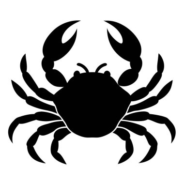 Bir yengecin minimalist siyah siluet çizimi, burç kanseri temsilleri, dövme tasarımları ya da deniz temalı projeler için mükemmel. Basit vektör grafiği beyaz bir arkaplanda izole edilir, çeşitli tasarımlara kolay entegrasyon için idealdir.