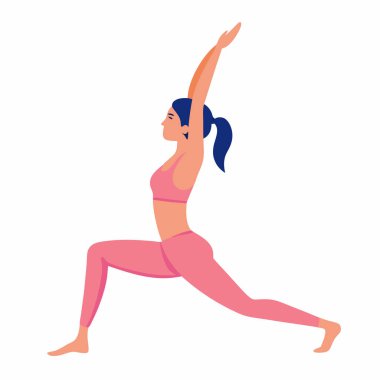 Savaşçı İki yoga pozu veren bir kadının silueti. Form, sağIık ve sağlıklı yaşam temaları için mükemmel bir vektör çizimi. İnternet siteleri, bloglar ve yoga, egzersiz ve atletik uğraşlarla ilgili sosyal medya için ideal. Bir titreşim özelliği