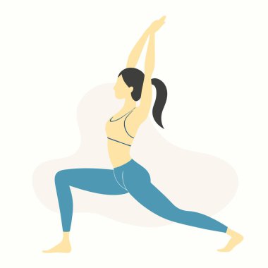 Sağlıklı genç bir kadın zarif bir şekilde Savaşçı İki yoga pozu verir. Bu vektör grafiğinde güç, denge ve dinginlik, uygunluk, sağIık ve yaşam tarzı markalaşması için idealdir. İnternet siteleri, bloglar ve yoga ve iyileştirmeyi destekleyen sosyal medya için mükemmel.