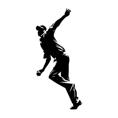 Hareketin ortasında güçlü bir atletizm ve beceri sergileyen dinamik bir kriket oyuncusunun silüeti. Sporla ilgili tasarımlar, web siteleri ya da kriketin güçlü bir görsel temsiline ihtiyaç duyan editör projeleri için mükemmel. Yüksek kontrastlı siyah ve beyaz ve