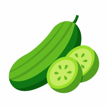 Beyaz arka planda izole edilmiş taze yeşil salatalık dilimleri. Sağlıklı yemek, yemek pişirme ya da salata tarifi çizimleri için mükemmel. Canlı ve sağlıklı gıda imajına ihtiyaç duyan internet siteleri, bloglar ve pazarlama malzemeleri için idealdir. Yüksek çözünürlüklü grafik, 