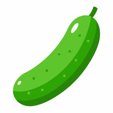 Taze yeşil salatalığın canlı bir örneği sağlıklı yemek, yemek pişirme ya da tarımsal temalar için mükemmel. Web siteleri, yemek tarifleri, menüler ve eğitim malzemeleri için ideal. İzole edilmiş beyaz arka planı olan basit, düz bir vektör tasarımı. Uygun. 